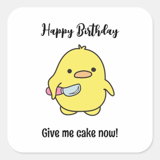 Funny Angry Duck Birthday Quadratischer Aufkleber (Vorderseite)