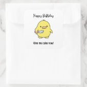 Funny Angry Duck Birthday Quadratischer Aufkleber (Tasche)