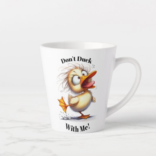 Funny Angry Duck Latte Mug - "Don't Duck With Me! Milchtasse (Rechts)