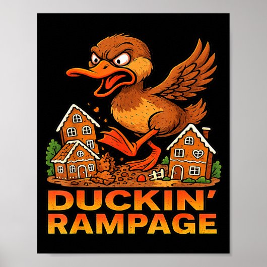 Funny Angry Duck Unique Christmas Rampage Gingerbr Poster (Vorne)