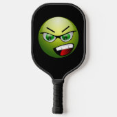 Funny Angry Face Green Black Pickleball Schläger (Rückseite)
