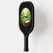 Funny Angry Face Green Black Pickleball Schläger (Links)