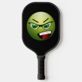 Funny Angry Face Green Black Pickleball Schläger