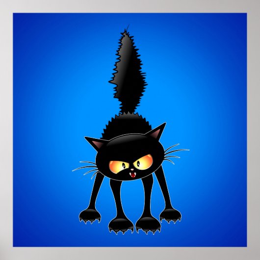 Funny Angry & Fierce Black Cat Cartoon Poster (Vorne)