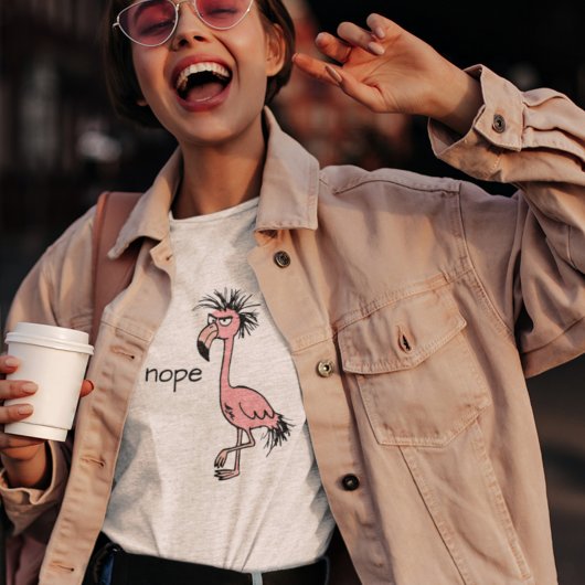 Funny Angry Flamingo Doodle Zeichn Pink T-Shirt