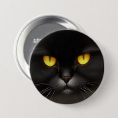 Funny Angry Fluffy Black Persian Kitty Cat Face Button (Vorne & Hinten)