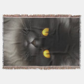 Funny Angry Fluffy Black Persian Kitty Cat Face Decke (Vorderseite)