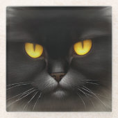 Funny Angry Fluffy Black Persian Kitty Cat Face Glasuntersetzer (Vorderseite)