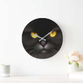 Funny Angry Fluffy Black Persian Kitty Cat Face Große Wanduhr (Zuhause)