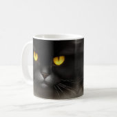 Funny Angry Fluffy Black Persian Kitty Cat Face Kaffeetasse (Vorderseite Links)