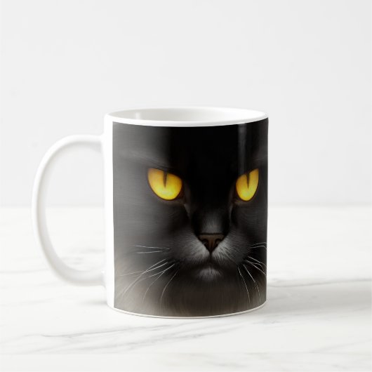 Funny Angry Fluffy Black Persian Kitty Cat Face Kaffeetasse (Links)