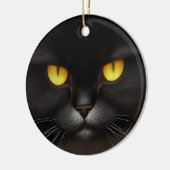 Funny Angry Fluffy Black Persian Kitty Cat Face Keramik Ornament (Links)