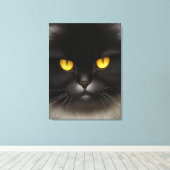 Funny Angry Fluffy Black Persian Kitty Cat Face Leinwanddruck (Insitu (Holzboden))