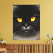 Funny Angry Fluffy Black Persian Kitty Cat Face Leinwanddruck (Insitu (Wohnzimmer))