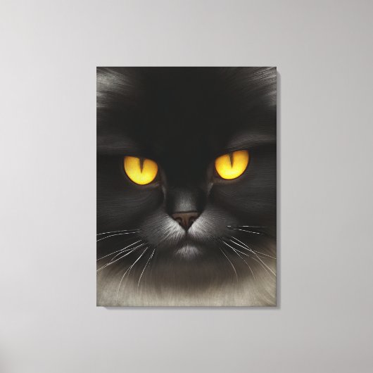 Funny Angry Fluffy Black Persian Kitty Cat Face Leinwanddruck (Vorderseite)