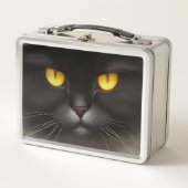 Funny Angry Fluffy Black Persian Kitty Cat Face Metall Brotdose (Vorderseite)