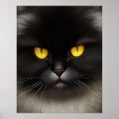 Funny Angry Fluffy Black Persian Kitty Cat Face Poster (Vorne)