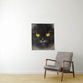 Funny Angry Fluffy Black Persian Kitty Cat Face Wandteppich (Beispiel)