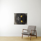 Funny Angry Fluffy Black Persian Kitty Cat Face Wandteppich (Beispiel (Horizontal))