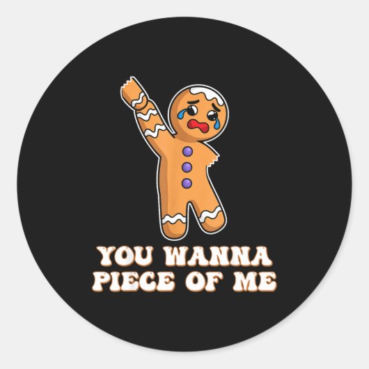 Funny Angry Gingerbread Man You W Ece Of Me Runder Aufkleber (Vorderseite)