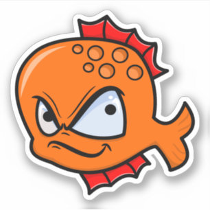 Funny Angry Goldfish Aufkleber
