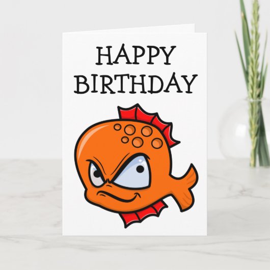 Funny Angry Goldfish Birthday Karte (Vorderseite)