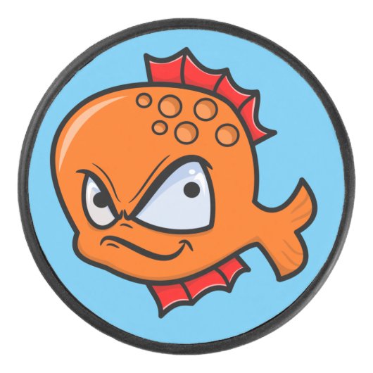 Funny Angry Goldfish Eishockey Puck (Vorderseite)