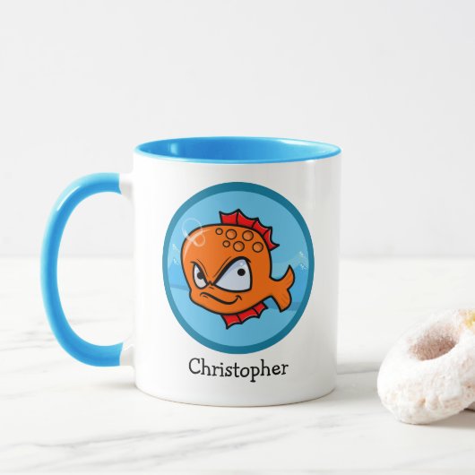 Funny Angry Goldfish Personalisiert Tasse (Mit Donut)