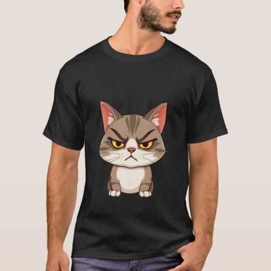 Funny Angry Grumpy Brown Cat Stare ✨🐾😠 T-Shirt (Vorderseite)