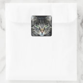 Funny Angry Grumpy Judgemental Cat Quadratischer Aufkleber (Tasche)