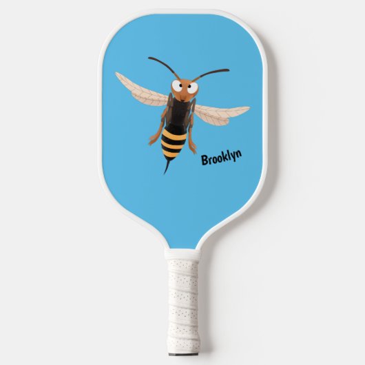 Funny angry hornet wasp cartoon illustration pickleball schläger (Vorderseite)