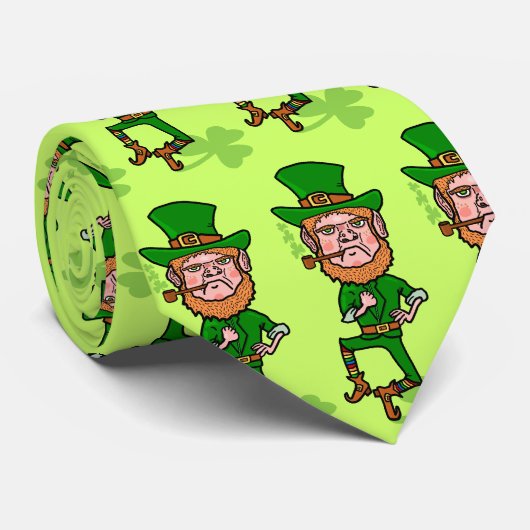 Funny Angry Lucky Irish Leprechaun Krawatte (Gerollt)
