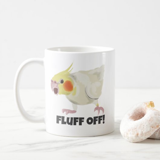 Funny Angry Lutino Cockatiel Fluff Off Pet Parrot Kaffeetasse (Mit Donut)