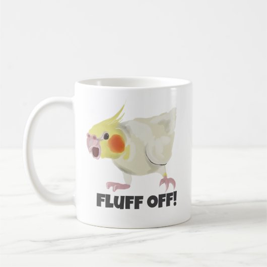 Funny Angry Lutino Cockatiel Fluff Off Pet Parrot Kaffeetasse (Links)
