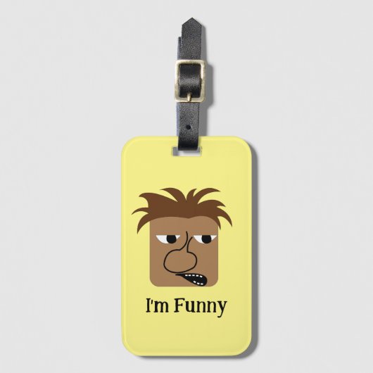 Funny Angry Man Face Funny Cartoon Gepäckanhänger (Vorderseite Vertikal)