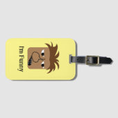 Funny Angry Man Face Funny Cartoon Gepäckanhänger (Vorderseite (Horizontal))