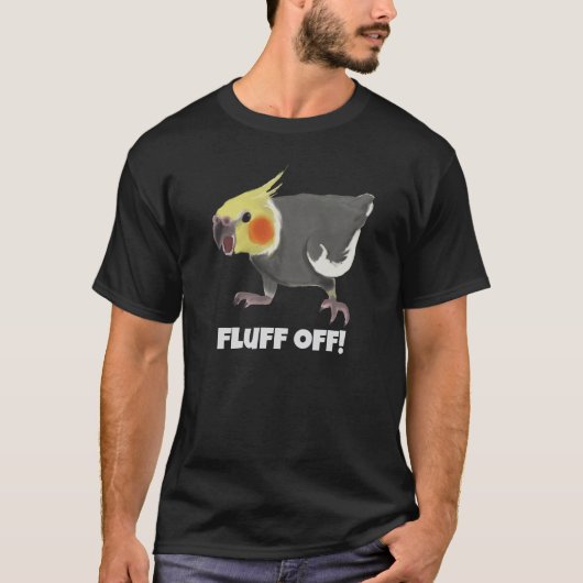 Funny Angry Normal Grey Cockatiel Fluff Off T-Shirt (Vorderseite)
