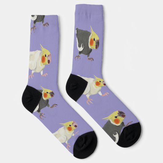Funny Angry Normal Grey Lutino Cockatiels Socken (Rechts)
