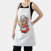 Funny Angry Old Lady with Rolling Pin Cartoon Art Schürze (InSitu)