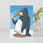 Funny Angry Pinguin Cartoon Cool Waving Einladung (Stehend Vorderseite)