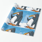 Funny Angry Pinguin Cartoon Cool Waving Geschenkpapier (Ungerollt)