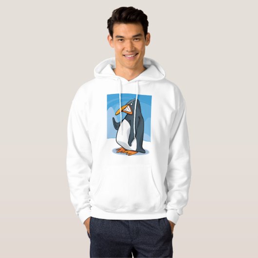 Funny Angry Pinguin Cartoon Cool Waving Hoodie (Vorne ganz)