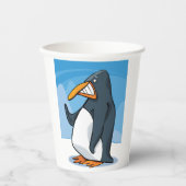 Funny Angry Pinguin Cartoon Cool Waving Pappbecher (Vorderseite)