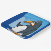 Funny Angry Pinguin Cartoon Cool Waving Pappteller (Gewinkelt)