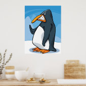 Funny Angry Pinguin Cartoon Cool Waving Poster (Küche)