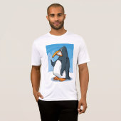Funny Angry Pinguin Cartoon Cool Waving T-Shirt (Vorne ganz)