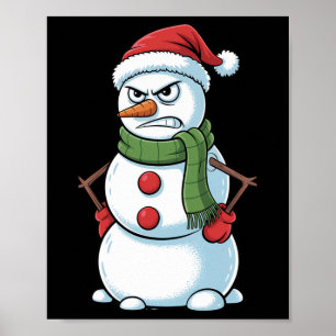 Funny Angry Snowman Weihnachten mit Weihnachtsmann Poster