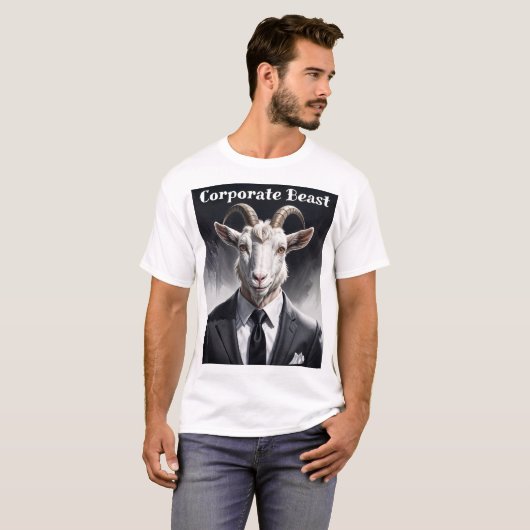 Funny animal boss surreal suited goat character T-Shirt (Vorne ganz)