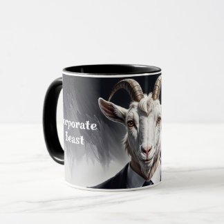 Funny animal boss surreal suited goat character tasse