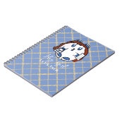 Funny Animal Cartoon Blue White Gold für Kinder Notizblock (Linke Seite)